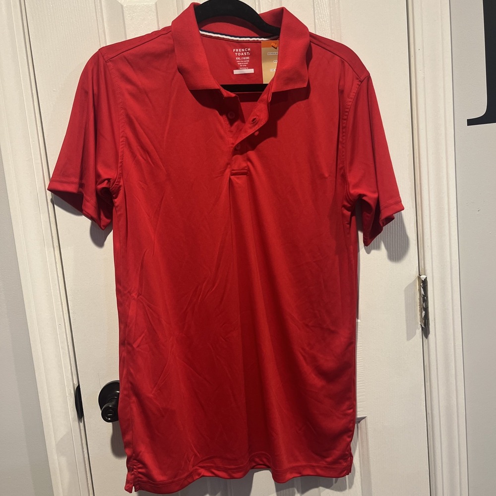 French Toast Polo Short Unisex XXL (18/20) Red Uniform Button Pique Polo